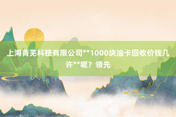 上海菁芜科技有限公司**1000块油卡回收价钱几许**呢?领先